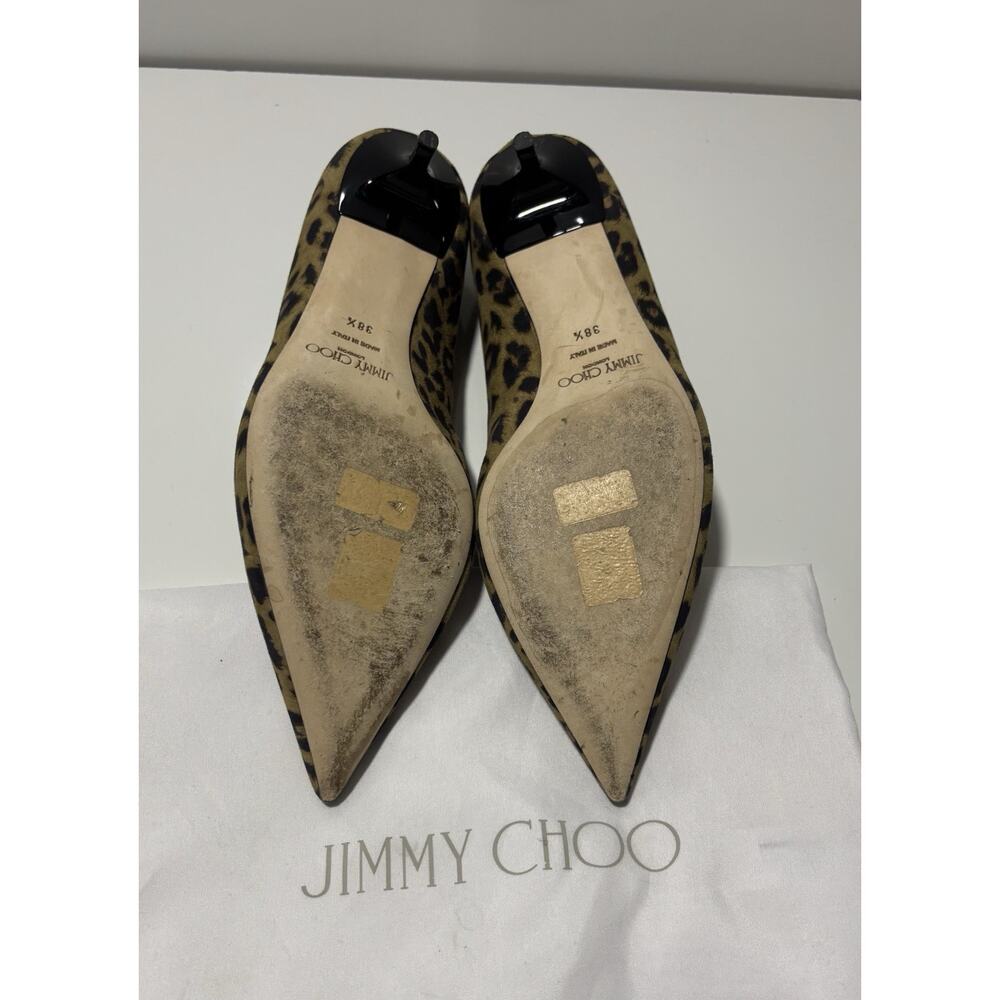Jimmy Choo Leopard Print Kitten Heel Pumps Shoes Suede Professional Sz 38.5 - Picture 7 of 16